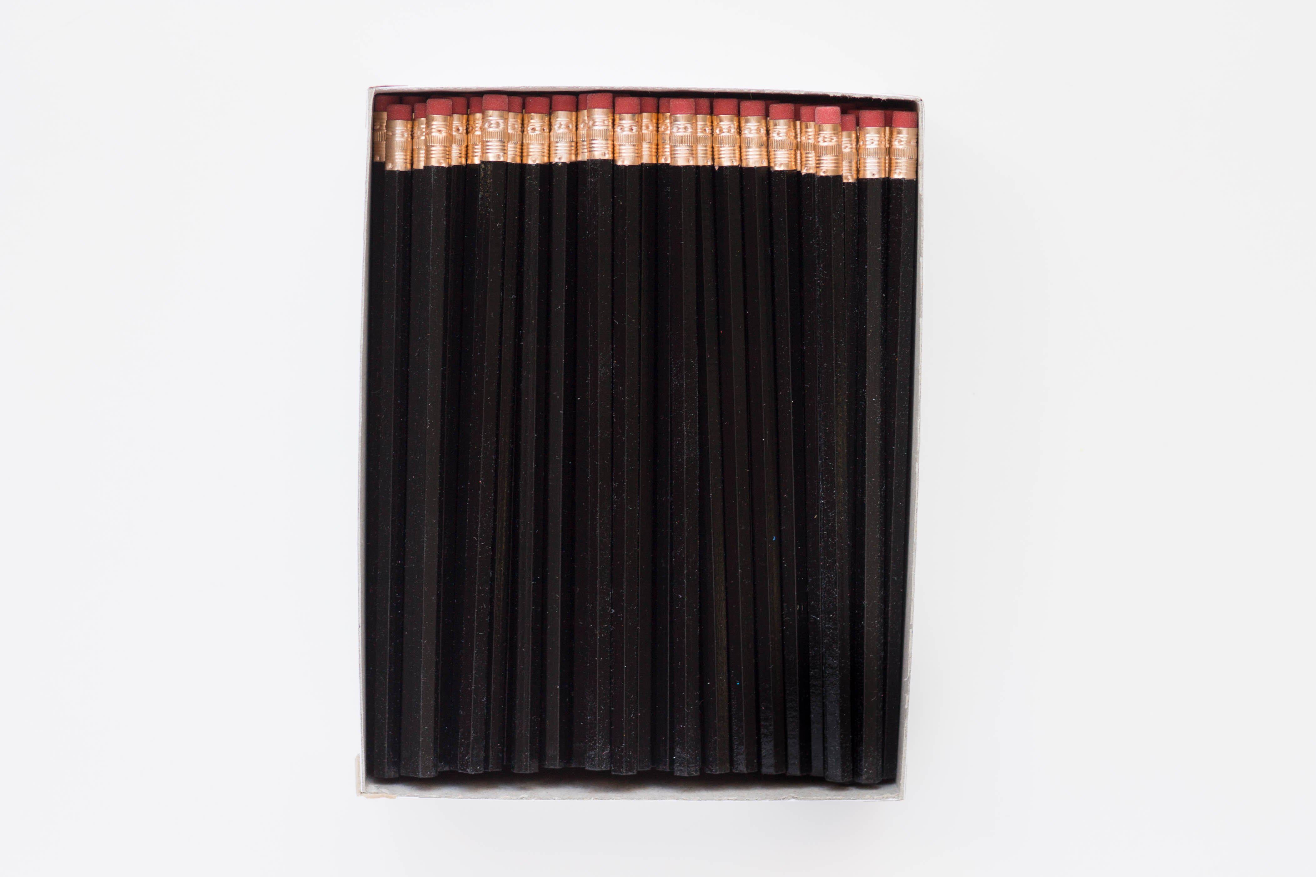 Personalized Matte Black Pencils with Black Wood - 1 Color Imprint